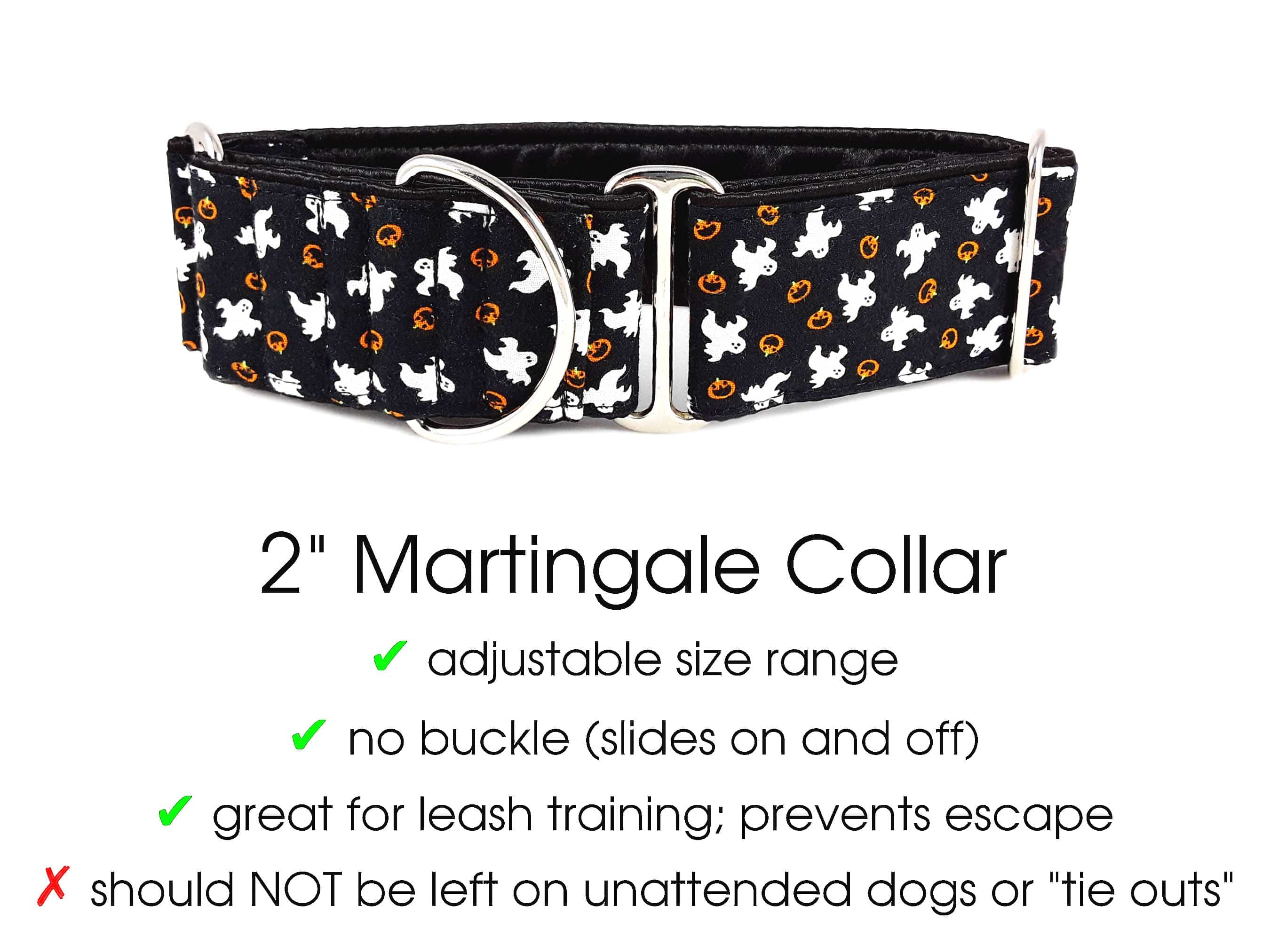 The Hound Haberdashery Collar Ghosts & Jack-O-Lanterns - Martingale Dog Collar or Buckle Dog Collar - 1.5" & 2" Widths