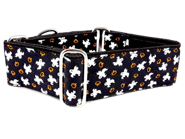 The Hound Haberdashery Collar Ghosts & Jack-O-Lanterns - Martingale Dog Collar or Buckle Dog Collar - 1.5" & 2" Widths