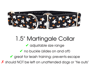 The Hound Haberdashery Collar Ghosts & Jack-O-Lanterns - Martingale Dog Collar or Buckle Dog Collar - 1.5" & 2" Widths