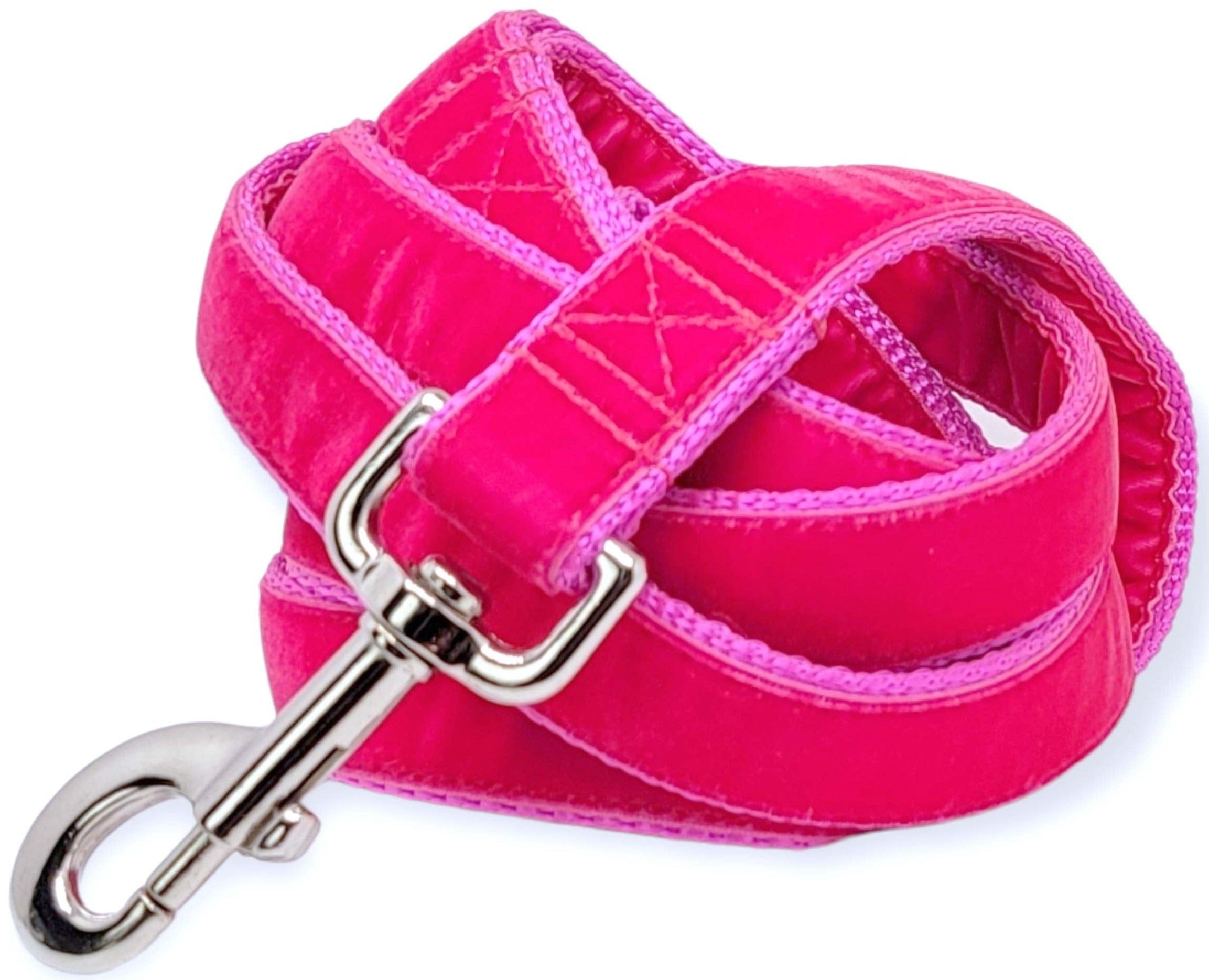 The Hound Haberdashery Hot Pink Velvet Dog Leash