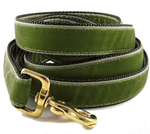 Load image into Gallery viewer, Moss Green Velvet Dog Leash - The Hound Haberdashery
