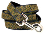 Load image into Gallery viewer, The Hound Haberdashery Wexford Celtic Braid Jacquard Dog Leash in Old Gold &amp; Black
