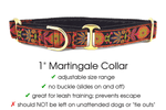 Load image into Gallery viewer, Copenhagen Pinwheel in Orange &amp; Black - Martingale Dog Collar or Buckle Dog Collar - 1&quot; Width - The Hound Haberdashery
