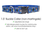 Load image into Gallery viewer, The Hound Haberdashery Collar Pirates in Blue &amp; Black - Martingale Dog Collar or Buckle Dog Collar - 1.5&quot; Width
