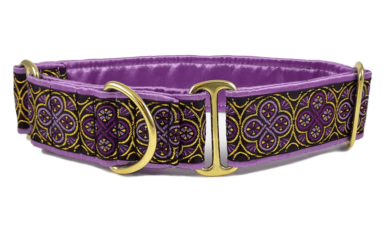 Blarney Jacquard in Purple - Martingale Dog Collar or Buckle Dog Collar - 1.5" Width - The Hound Haberdashery