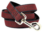 Load image into Gallery viewer, The Hound Haberdashery Wexford Celtic Braid Jacquard Dog Leash in Red &amp; Black

