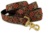 Load image into Gallery viewer, Sevilla Jacquard Dog Leash in Black, Red &amp; Gold - The Hound Haberdashery
