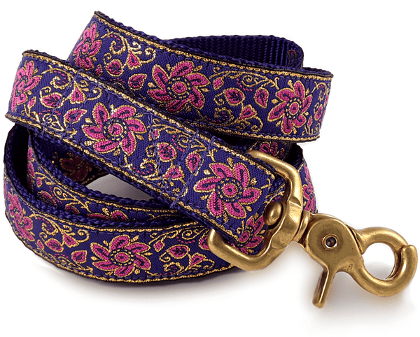 Sevilla Jacquard Dog Leash in Purple, Pink & Gold - The Hound Haberdashery