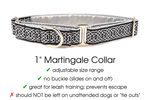 Load image into Gallery viewer, Wexford Jacquard in Metallic Silver &amp; Black - Martingale Dog Collar or Buckle Dog Collar - 1&quot; Width - The Hound Haberdashery
