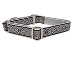Load image into Gallery viewer, Wexford Jacquard in Metallic Silver &amp; Black - Martingale Dog Collar or Buckle Dog Collar - 1&quot; Width - The Hound Haberdashery
