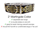 Load image into Gallery viewer, The Hound Haberdashery Collar Shiraz Jacquard in Metallic Silver &amp; Gold - Martingale Dog Collar or Buckle Dog Collar - 2&quot; Width
