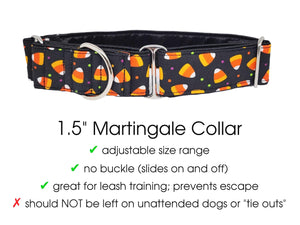 The Hound Haberdashery Collar Halloween Candy Corn- Martingale Dog Collar or Buckle Dog Collar - 1.5" Width