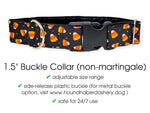 Load image into Gallery viewer, The Hound Haberdashery Collar Halloween Candy Corn- Martingale Dog Collar or Buckle Dog Collar - 1.5&quot; Width

