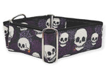 Load image into Gallery viewer, The Hound Haberdashery Collar Spooky Halloween Skulls - Martingale Dog Collar or Buckle Dog Collar - 2&quot; Width

