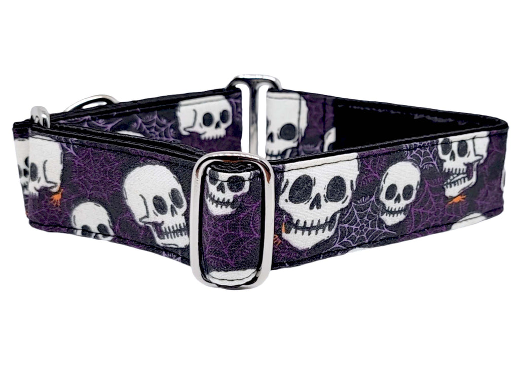 The Hound Haberdashery Collar Spooky Halloween Skulls - Martingale Dog Collar or Buckle Dog Collar - 1.5" Width