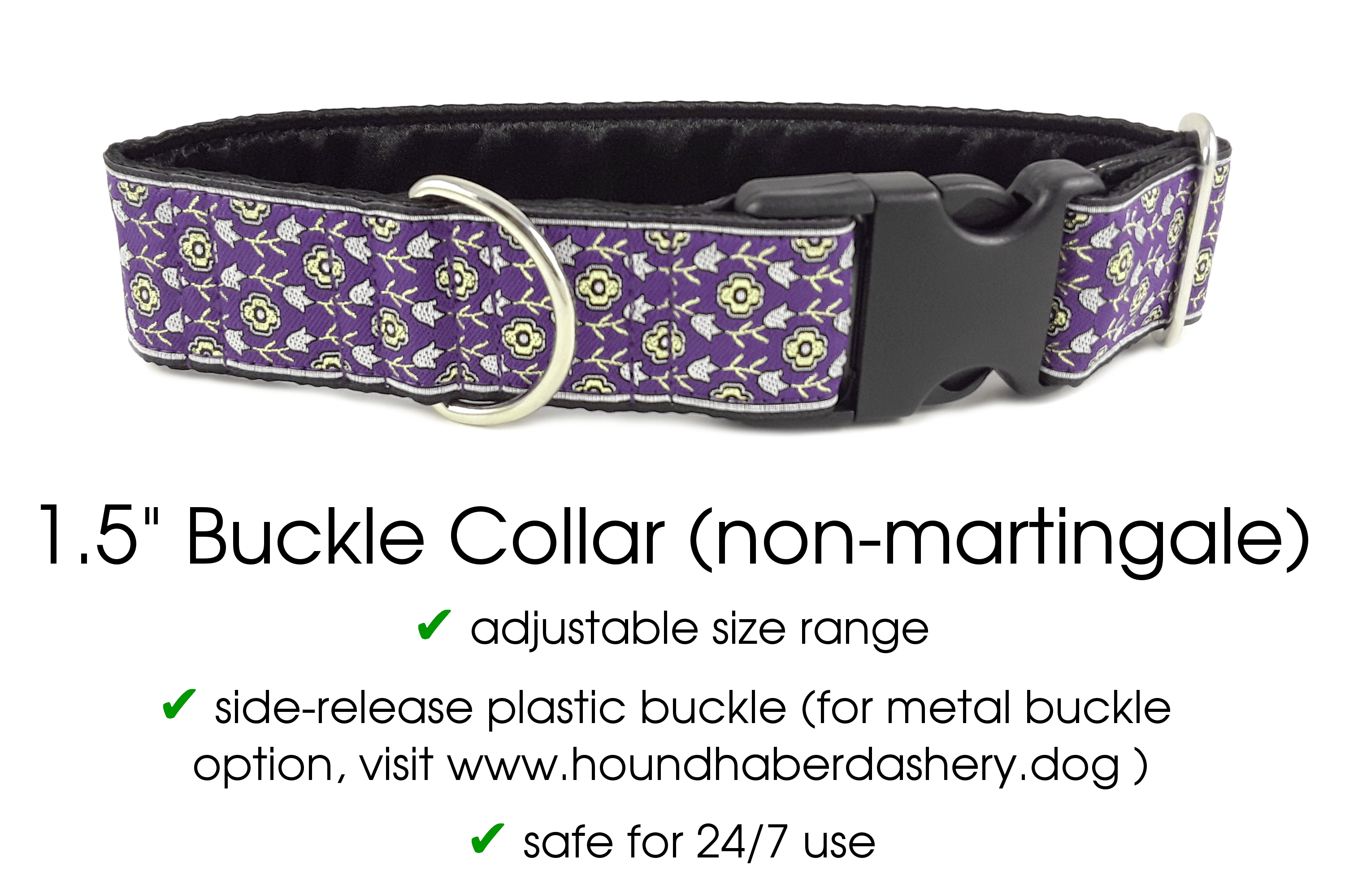Stratford Jacquard in Purple - Martingale or Buckle Dog Collar - 1.5" Width - The Hound Haberdashery