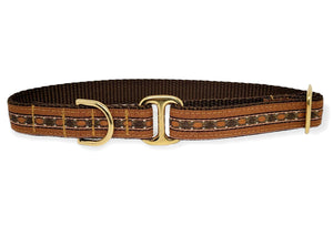 The Hound Haberdashery Collar Tag Collar - Gemstones in Brown