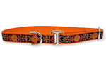 Load image into Gallery viewer, The Hound Haberdashery Collar Tag Collar - Orange &amp; Black Pinwheel
