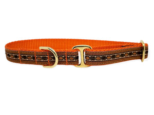 The Hound Haberdashery Collar Tag Collar - Gemstones in Orange & Brown
