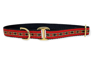 The Hound Haberdashery Collar Tag Collar - Gemstones in Red