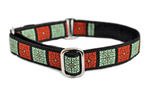 Load image into Gallery viewer, Talavera Tiles in Rust &amp; Sage - Martingale Dog Collar or Buckle Dog Collar - 1&quot; Width - The Hound Haberdashery
