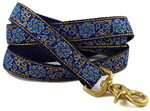 Load image into Gallery viewer, Sevilla Jacquard Dog Leash in Blue &amp; Gold - The Hound Haberdashery
