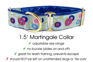 Savannah Floral Jacquard - Martingale Dog Collar or Buckle Dog Collar - 1.5" Width - The Hound Haberdashery