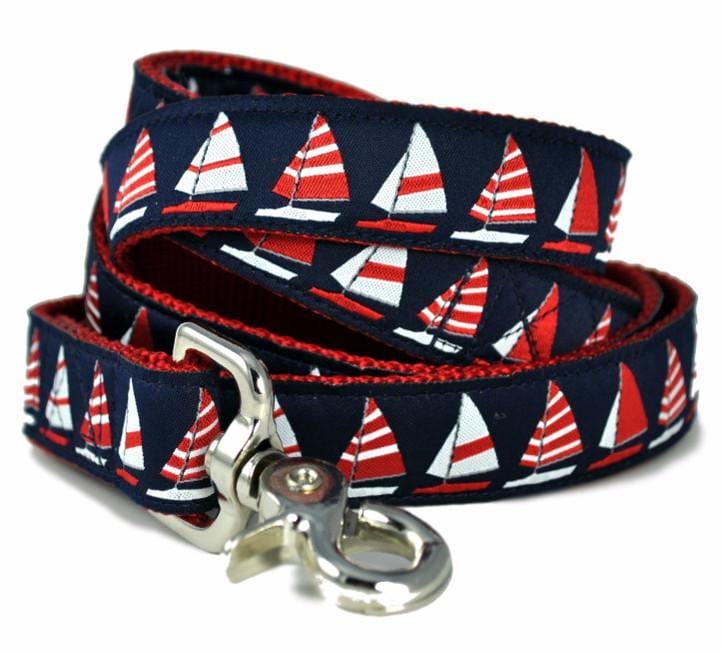 Ships Ahoy Jacquard Dog Leash in Red, White & Navy Blue - The Hound Haberdashery