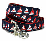 Load image into Gallery viewer, Ships Ahoy Jacquard Dog Leash in Red, White &amp; Navy Blue - The Hound Haberdashery
