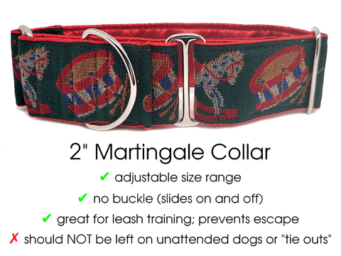 The Hound Haberdashery XMAS Toys Martingale Collar (size large)- for Medium to Large Dog, Greyhound, Whippet, Poodle - 2 Inch Wide