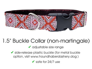 The Hound Haberdashery Orange and Pink Arizona Buckle Collar(size medium)- for Medium to Large Dog, Greyhound, Whippet, Poodle - 1.5 Inch Wide