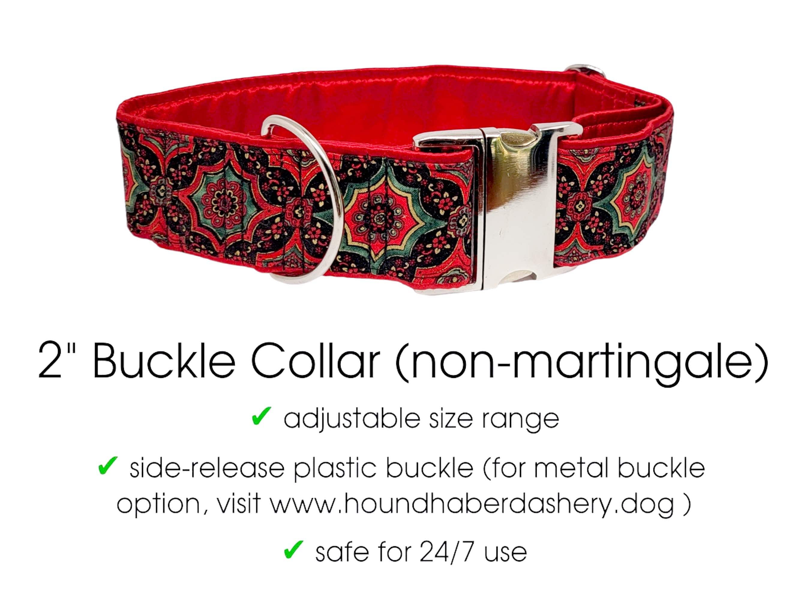 The Hound Haberdashery Premade Ready to Ship: 2" Wide XMAS Cheer Buckle Collar (size XL)