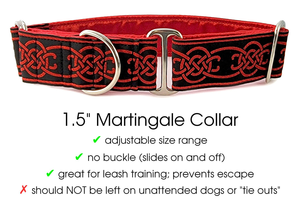 The Hound Haberdashery Premade Ready to Ship: 1.5" Wide Celtic Knot Martingale Collar (Size Large)