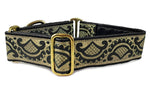 Load image into Gallery viewer, The Hound Haberdashery Collar Tivoli Jacquard in Black &amp; Gold - Martingale Dog Collar or Buckle Dog Collar - 1.5&quot; Width
